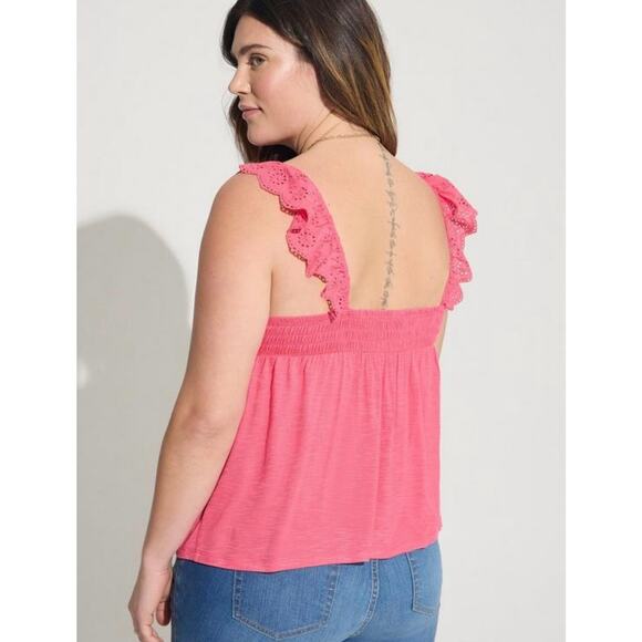 Torrid Pink Ruffle Eyelet Shoulder 3X - Picture 2 of 4